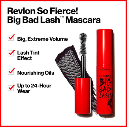 Revlon Mascara, So Fierce Big Bad Lash Eye Makeup, Volumizing, Lasts up to 24 Hours, No Clump, Smudge-Proof, Flake-Free, 760 Blackest Black, 10 ml