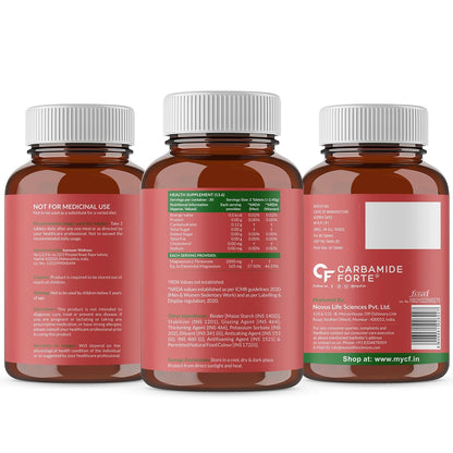 Carbamide Forte L Threonate 2000mg Per Serving | Magnesium Supplement for Memory, Focus & Better Sleep – 60 Veg Magnesium Tablets