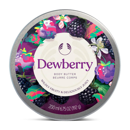The Body Shop Dewberry Body Butter 200ml Intensive Moisturiser for Dry Skin, Fruity and Floral Scent with Community Fair Trade Shea Butter, 96-Hour Deep Hydration