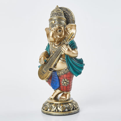 Polyresin Ganesha with Veena Figurine
