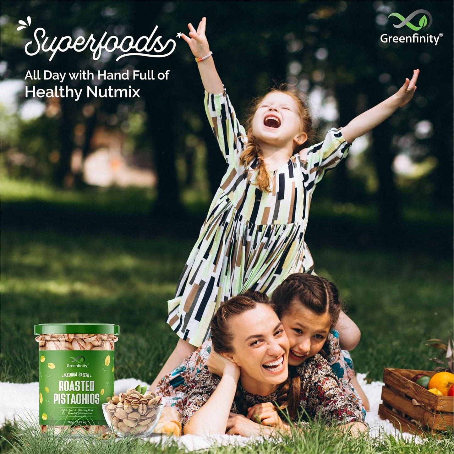 GreenFinity Fresh Whole Roasted Salted Pistachios With Shell | Rich in Protein and Dietary Fiber | Nutritious Gluten Free Dry Fruits for Gifting, Healthy Snacks, Family Treats, Festive Hamper