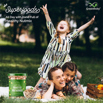 GreenFinity Fresh Whole Roasted Salted Pistachios With Shell | Rich in Protein and Dietary Fiber | Nutritious Gluten Free Dry Fruits for Gifting, Healthy Snacks, Family Treats, Festive Hamper