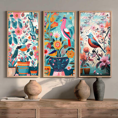 Aesthetic Modern Art Wall Painting Decorative Abstract Home Decoration Frame With For Living Room Bed Room Hotel Wall Decor Digital Reprint Engineered Wood Set of 3 (Art 7, 10x19 inch)