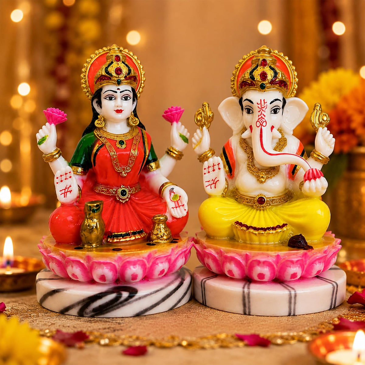 Laxmi Ganesh Idol Pair | Home Temple | Pooja | Diwali Gift | 4 Inch