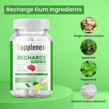 NeuroGum & BrainFocus | Caffeine Energy Chewing Gum Sugar Free | 30 Gums with Caffeine & L-theanine for Energy, Memory + Focus Boost, Refreshing Mint Unisex