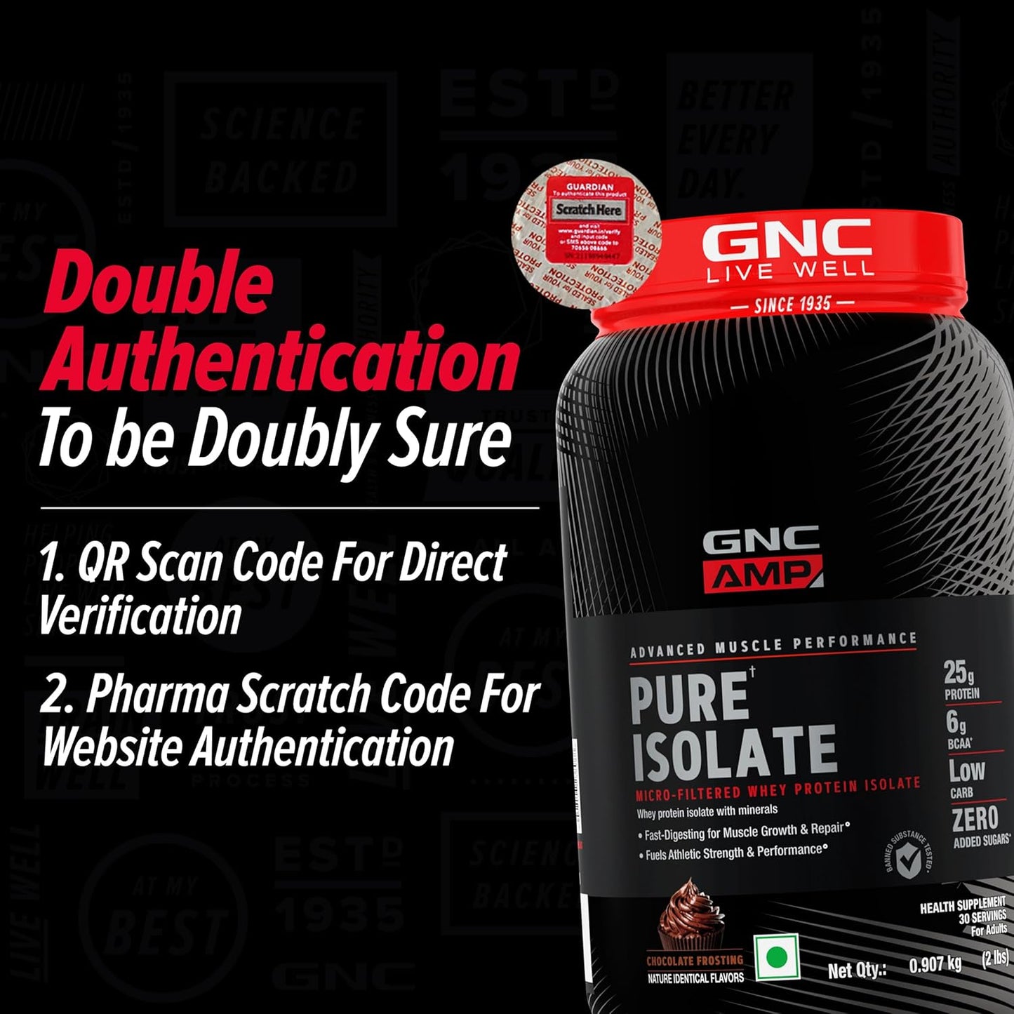 Zephivo GNC Amp Pure Isolate Zero Carb | 2 Lbs | 30 Servings | Boosts Athletic Performance Builds Lean Muscles | Speeds Up Recovery | Digezyme For Easy Digestion | 25G Protein | 6G Bcaa | Chocolate Frosting