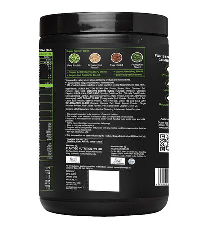 Black supplement container with detailed label on a white background
