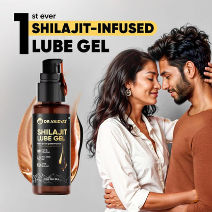 Dr. Vaidya’s Shilajit Lube Gel | First Ever Shilajit Infused Lube Gel | Enhances Performance & Stamina | Mess free | 100% Pure Himalayan Shilajit, Jaiphal & Cinnamon Oil, Ashwagandha | 50g