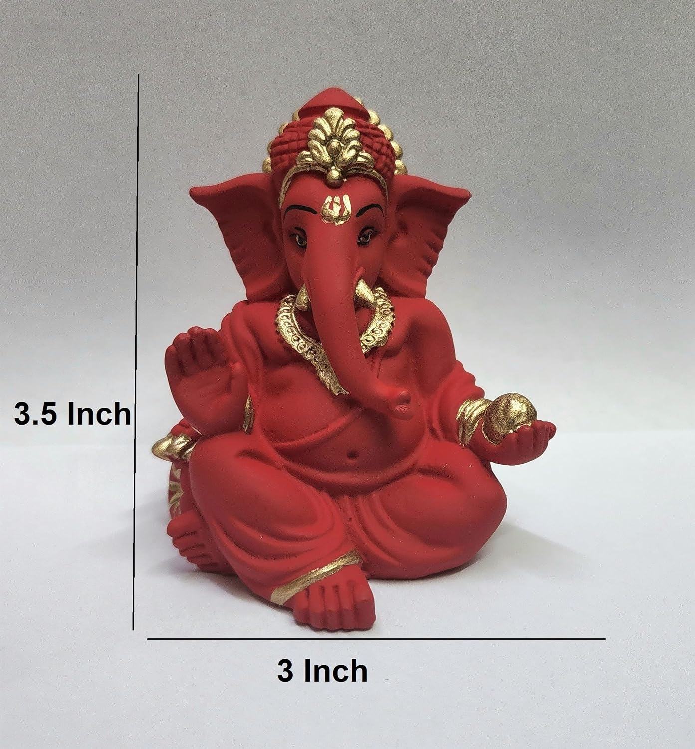 Gold Art India Terracotta Red Gaddi Ganesha for Car Dashboard Home Decor Gifting Diwali Birthday Festivals (GADDITERRACOTTARED)