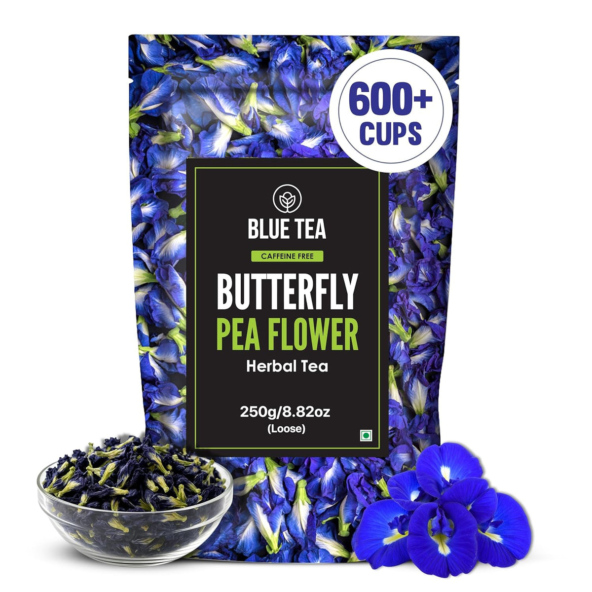 BLUE TEA - Butterfly Pea Flower Tea - 60+ Cups | SUPER ANTIOXIDANT | Caffeine Free || Aparajita - Shankhpushpi || Flower Based - Herbal Tea | Reusable Pet Jar