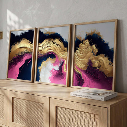 Painting for Wall Decoration - Modern Art Wall Decor Framed Painting for Living Room Bedroom - Framed Wall Posters/Paintings with Frame Set of 3 (Art 14, 10x13 inch)