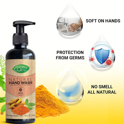 Zerodor Care Natural Hand Wash Liquid | 400ML | (Halid & Tulsi Extracts) Skin Friendly | Natural,Plant Based | Non toxic |