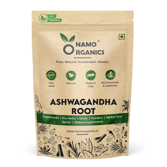 Namo Organics - Ashwagandha Root Whole (250 g) | Helps Fight Anxiety and Stress | Withania Somnifera | Non-GMO | No added Preservatives