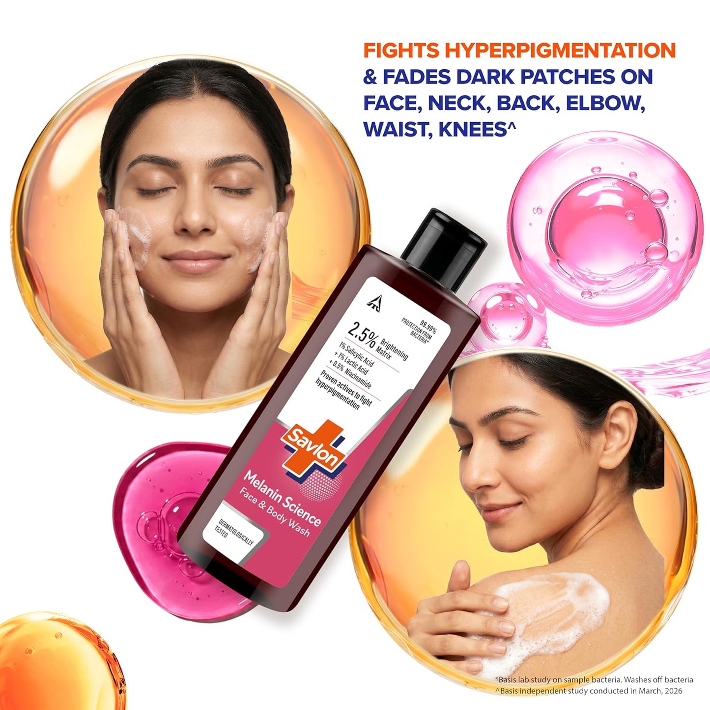 Savlon Melanin Science Face & Body Wash 250ml | With 1% Salicylic Acid + 1% Lactic Acid + 0.5% Niacinamide | Fights Hyperpigmentation | Helps Renew Dull Skin in 7 Days | Dermatologically Tested