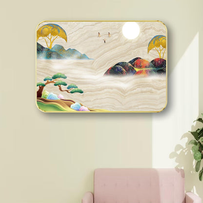 Abstract modern art Premium Sparkle Lamination Finished Surface Golden Slim Frame (13 x 19 Inch) For Home/Office/Hotel painting MG-654