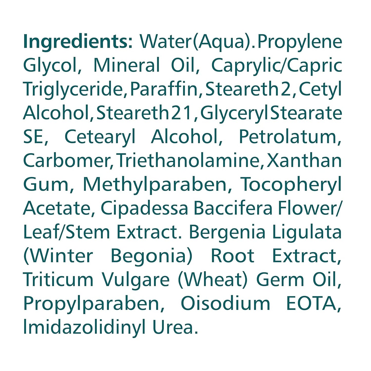 List of ingredients on a white background