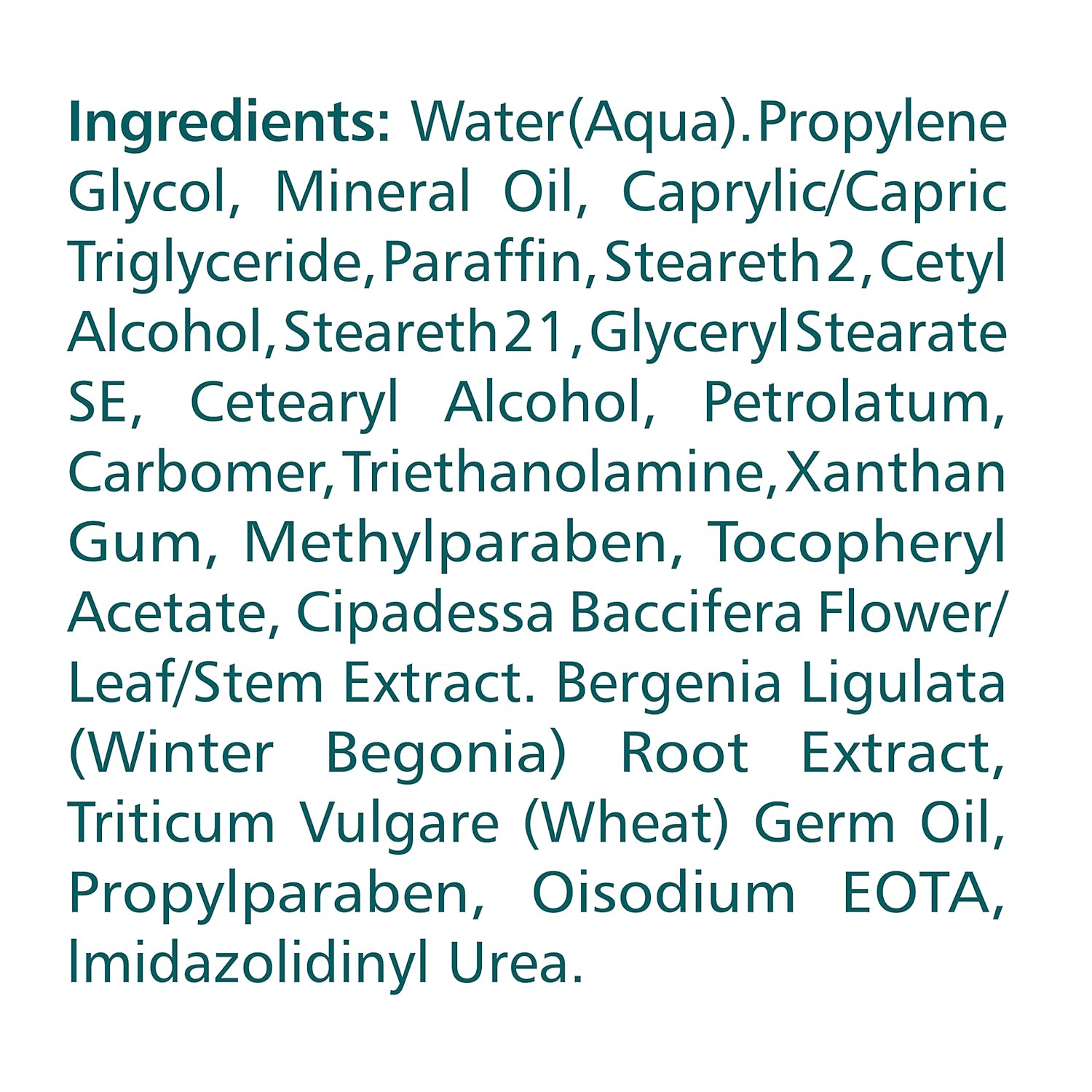 List of ingredients on a white background