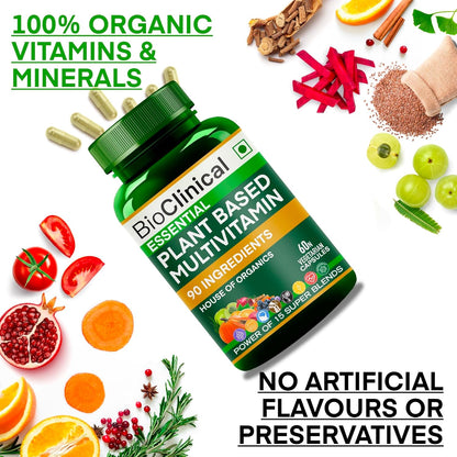 truu HIMALAYAS BioClinical Plant Based Multivitamin for Men & Women - Organic Natural Vitamins - Daily Vital Nutrition - Nature Made, Ayurvedic & Whole foods Supplement - Energy, Hair & Bone Health -60 Veg Capsules