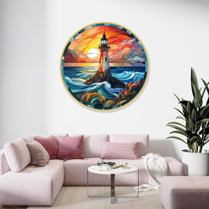 Tower modern art Premium Sparkle lamination Golden Slim Frame 50.8 cm x 50.8 cm Large Size, For Home/Office/Hotel painting GRL-34