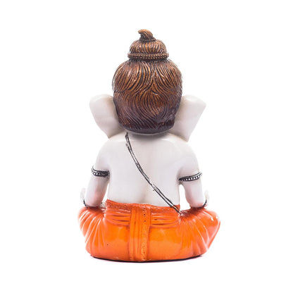 Polyresin Rajasthani Man and Women Statue (15.01 cm x 13 cm x 23.01 cm, Cream and Orange)