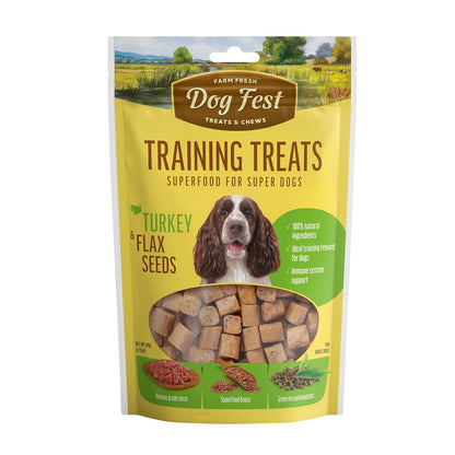 Barkbutler x Dogfest Dog Training Treats, Turkey & Flax Seeds, Superfood Treats for Adult Dogs, Bite-Sized Dog Treat for Puppies, Treats, Aids Digestion & Boosts Immunity