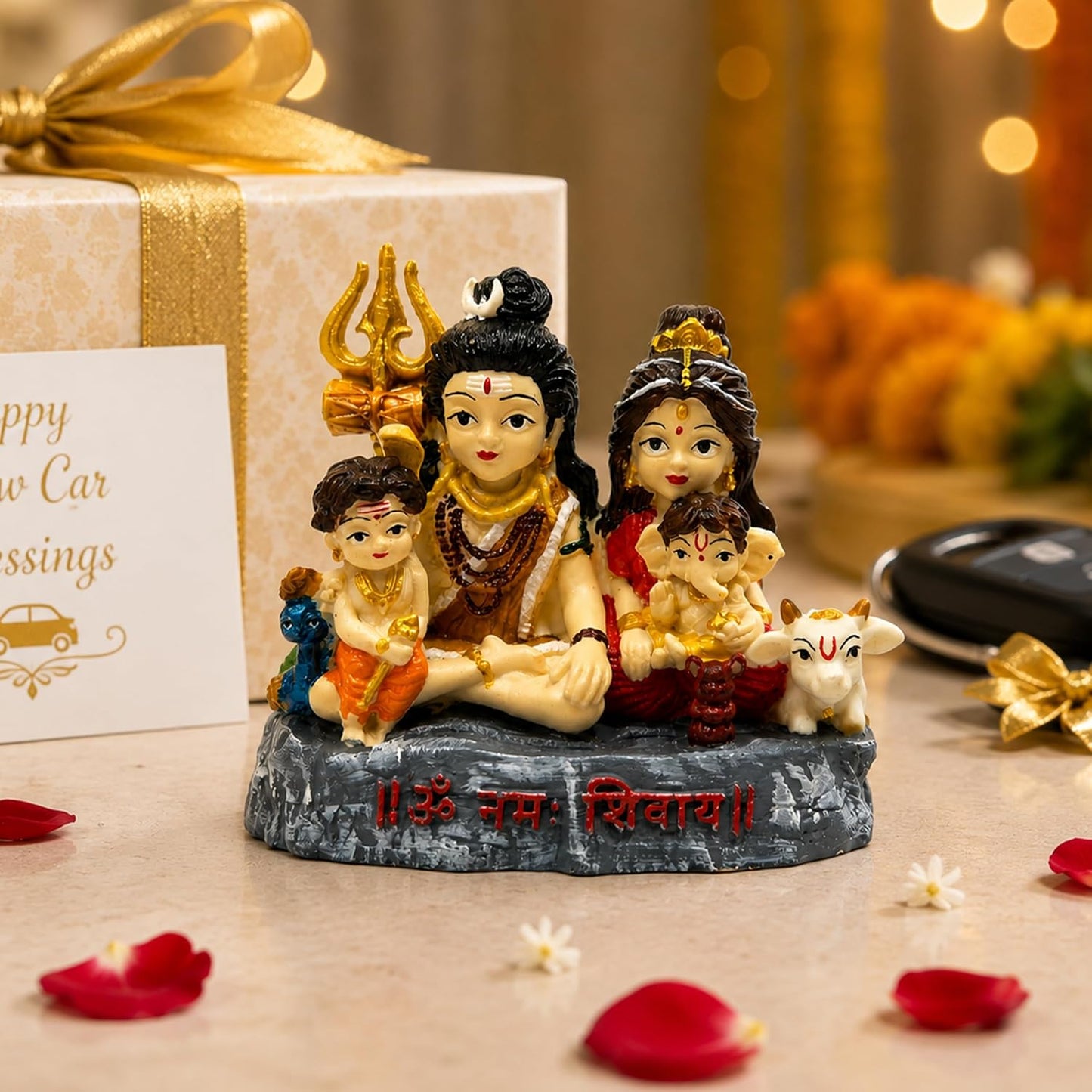 UNOVATE Shiva Parivar for Car Dashboard | Shiva Idol | Shiv Parivar Statue for Car | Mahadev Idol for Car, Home Temple, Office Desk. (Shiv Parivar)