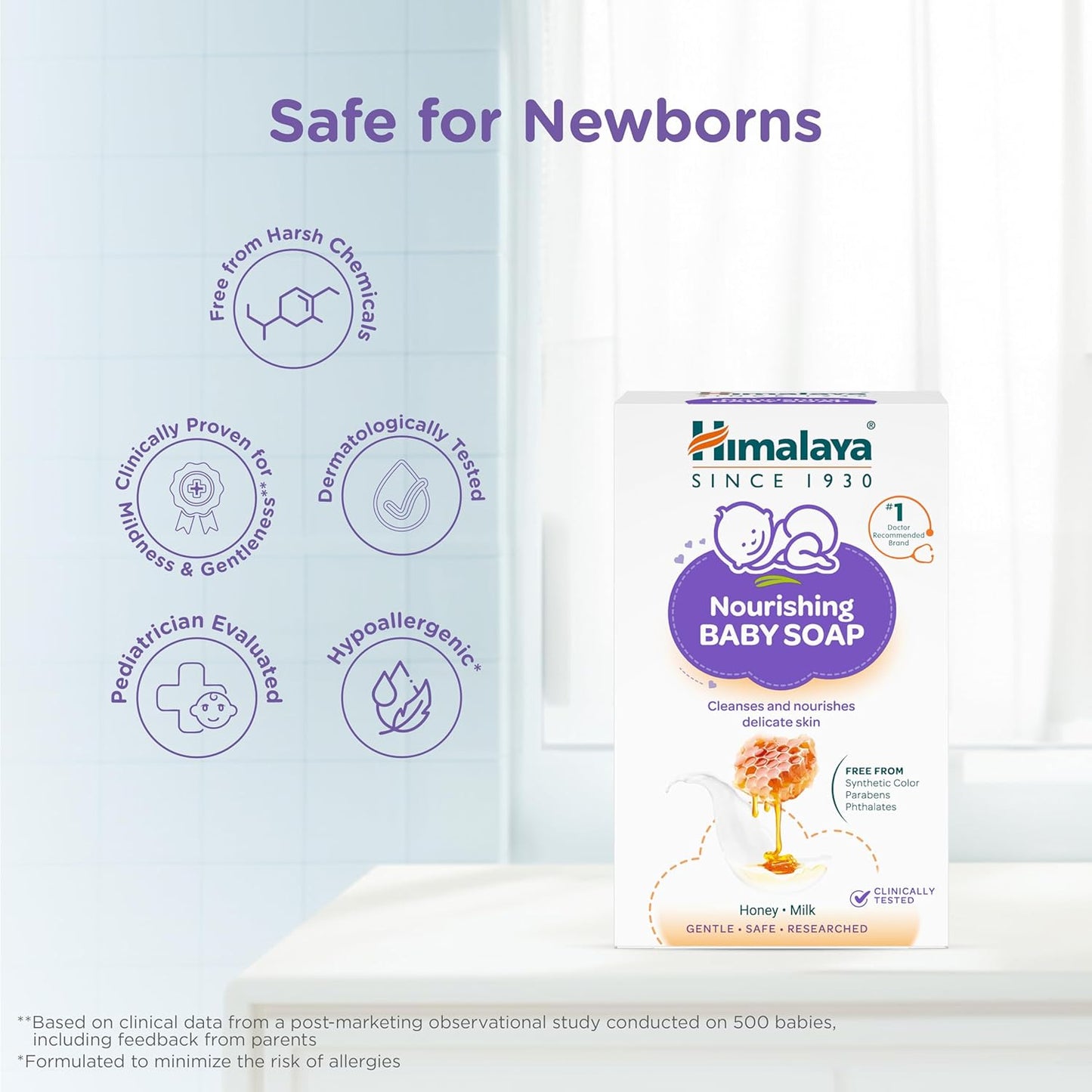 Himalaya Nourishing Baby Soap for Sensitive Skin - 75g | Honey Milk Complex with Sunflower Oil to Nourish Skin| Free From Harsh Chemicals | #1 Doctor Recommended Brand