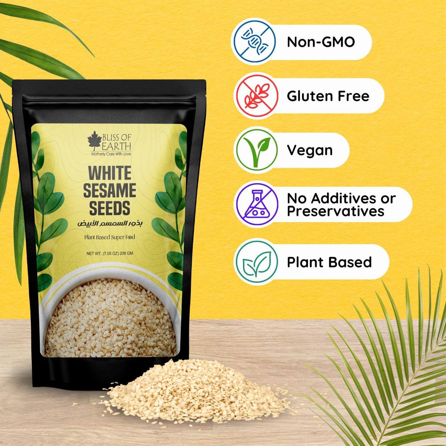 Bliss of Earth Organic Sesame Seeds 200 gm White For Eating, Raw Til Seeds