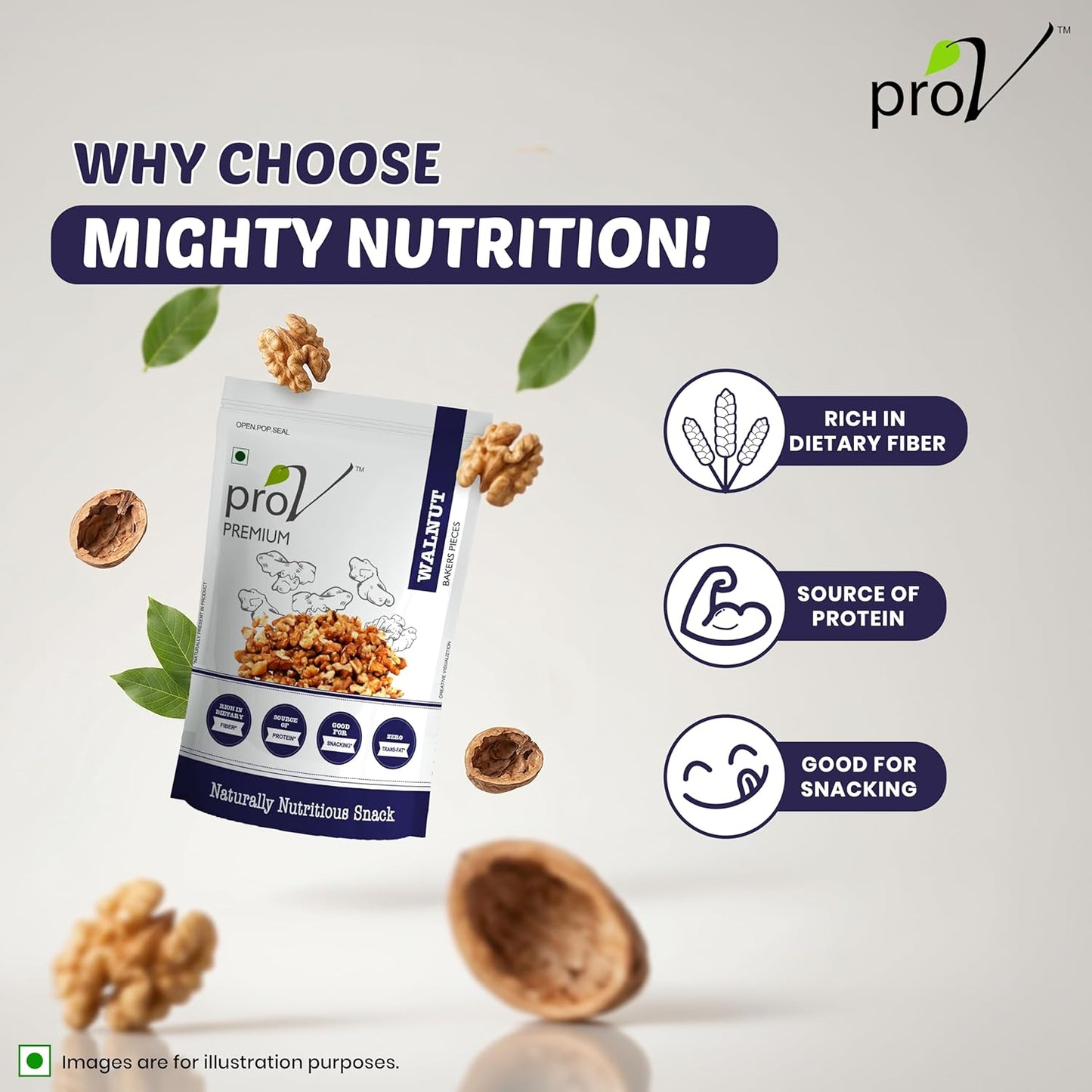 ProV Premium Walnut Baking Pieces | 250g | Ideal for Baking & Cooking | Rich in Omega-3 | Natural Akhrot Giri