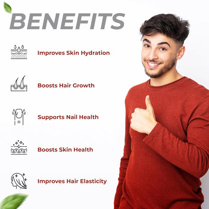 Zephivo Health Veda Organics Advanced Biotin Tablets | Boosts Keratin Production & Improves Hair Thickness with Natural Sesbania Agati Leaf Extract | Hair Vitamins (Biotin, Vitamin E & Copper) for Healthy Hair, Skin & Nails | For Both Men & Women (60 Tablets)
