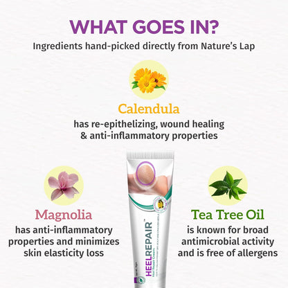 HeelRepair Cream with Herbal Extracts | Helps Soften Dry, Scaly & Cracked Heels | Nourishing Foot Care Formula for Smooth, Hydrated Skin | 15g