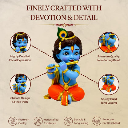 UNOVATE Krishna Idol for Car Dashboard, Krishna Statue, Home Temple, Office