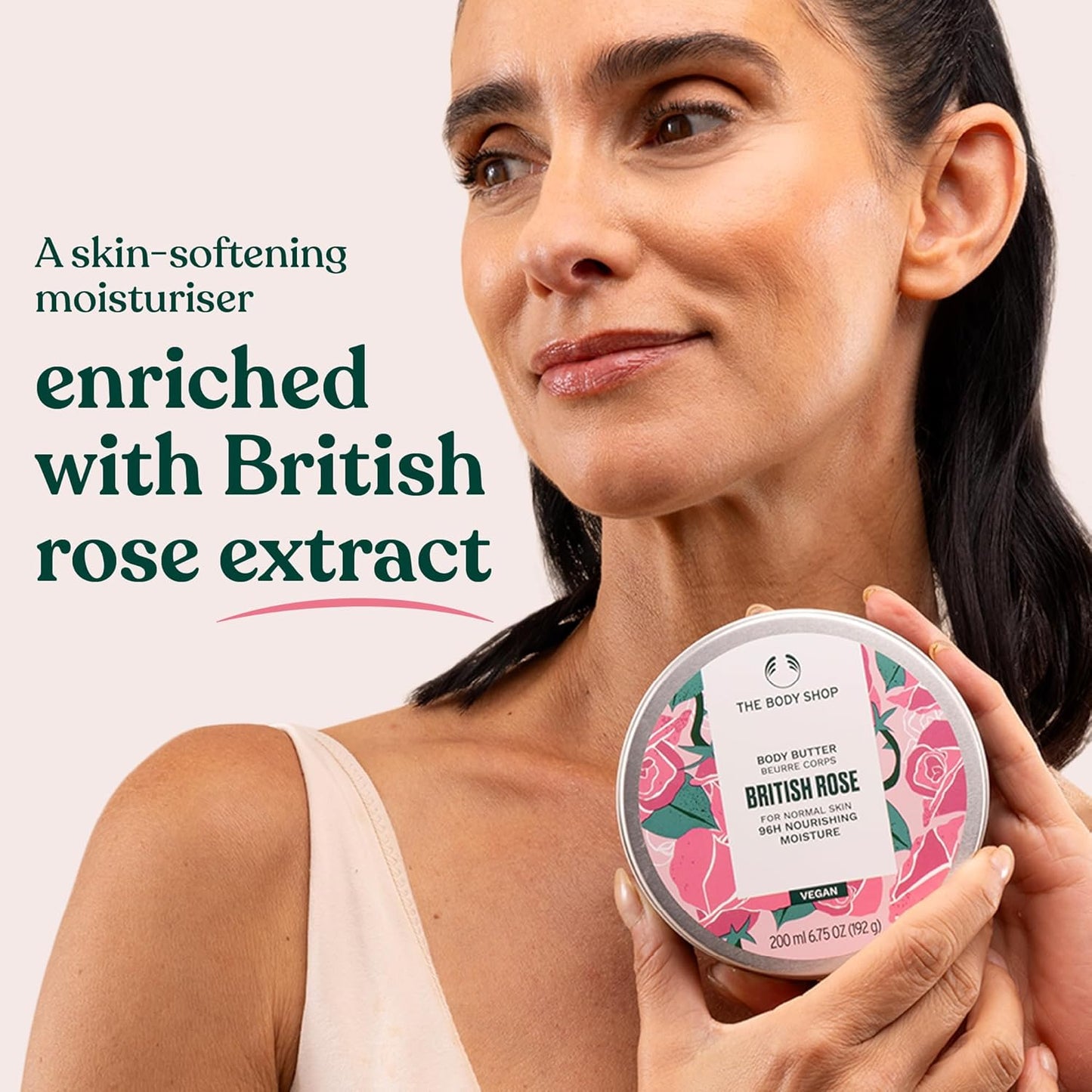 The Body Shop British Rose Body Butter | 96-Hour Deep Moisture | Softens Skin with Rose & Shea Butter Extract | Non-Greasy Cream | Dermatologically Tested | Perfect for Normal Skin | 200ml