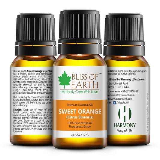 Bliss of earth 100% Pure SWEET ORANGE Essential Oil 10 ML Bottle Therapeutic Grade Essential Oils Ideal For Aromatherapy