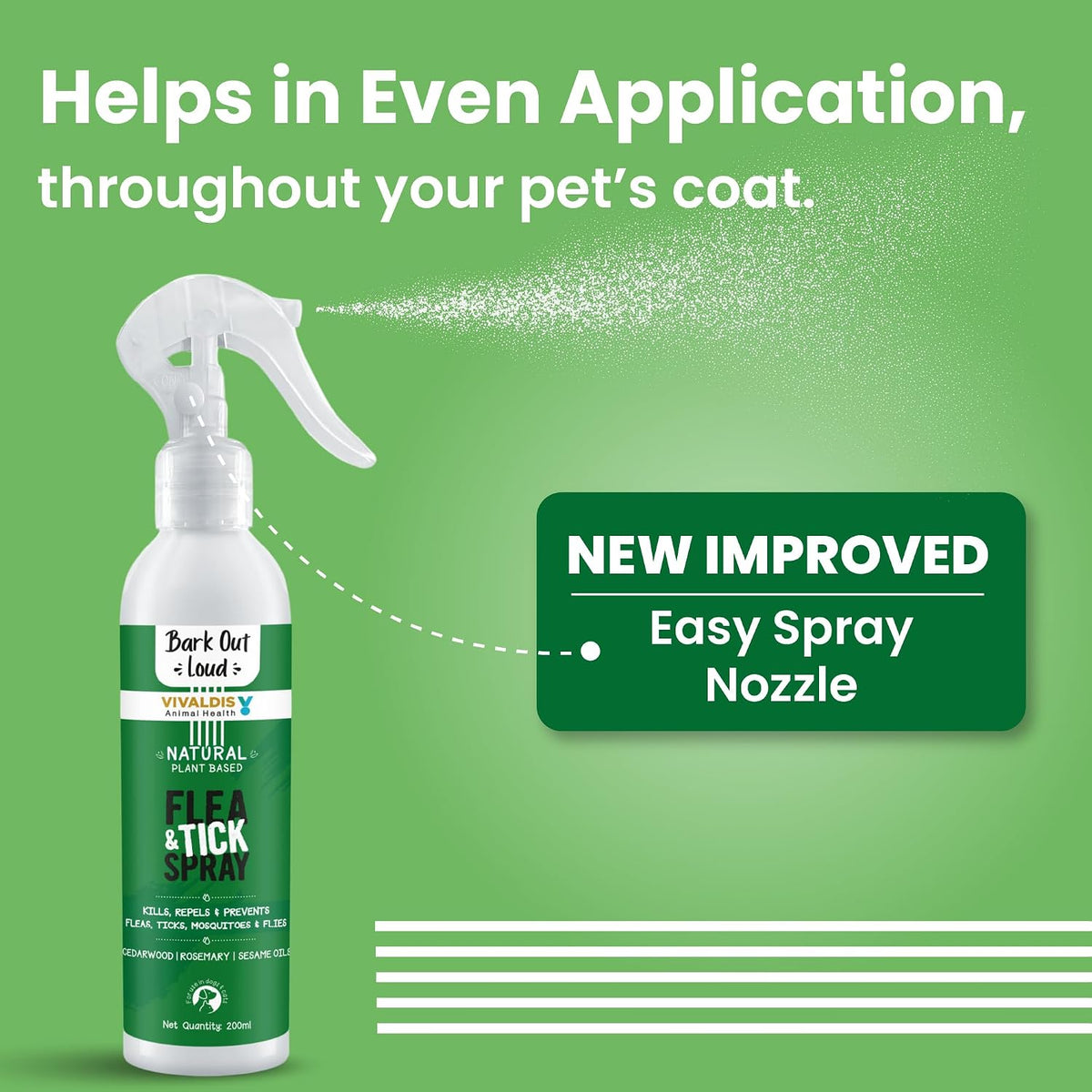Bark Out Loud by Vivaldis - Natural Tick & Flea Spray for Dogs and Cats, Gentle on Skin, Ensures Healthy Coat 200ml