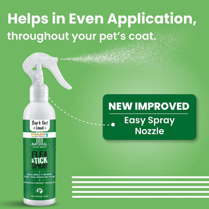 Bark Out Loud by Vivaldis - Natural Tick & Flea Spray for Dogs and Cats, Gentle on Skin, Ensures Healthy Coat 200ml
