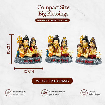 UNOVATE Shiva Parivar for Car Dashboard | Shiva Idol | Shiv Parivar Statue for Car | Mahadev Idol for Car, Home Temple, Office Desk. (Shiv Parivar)