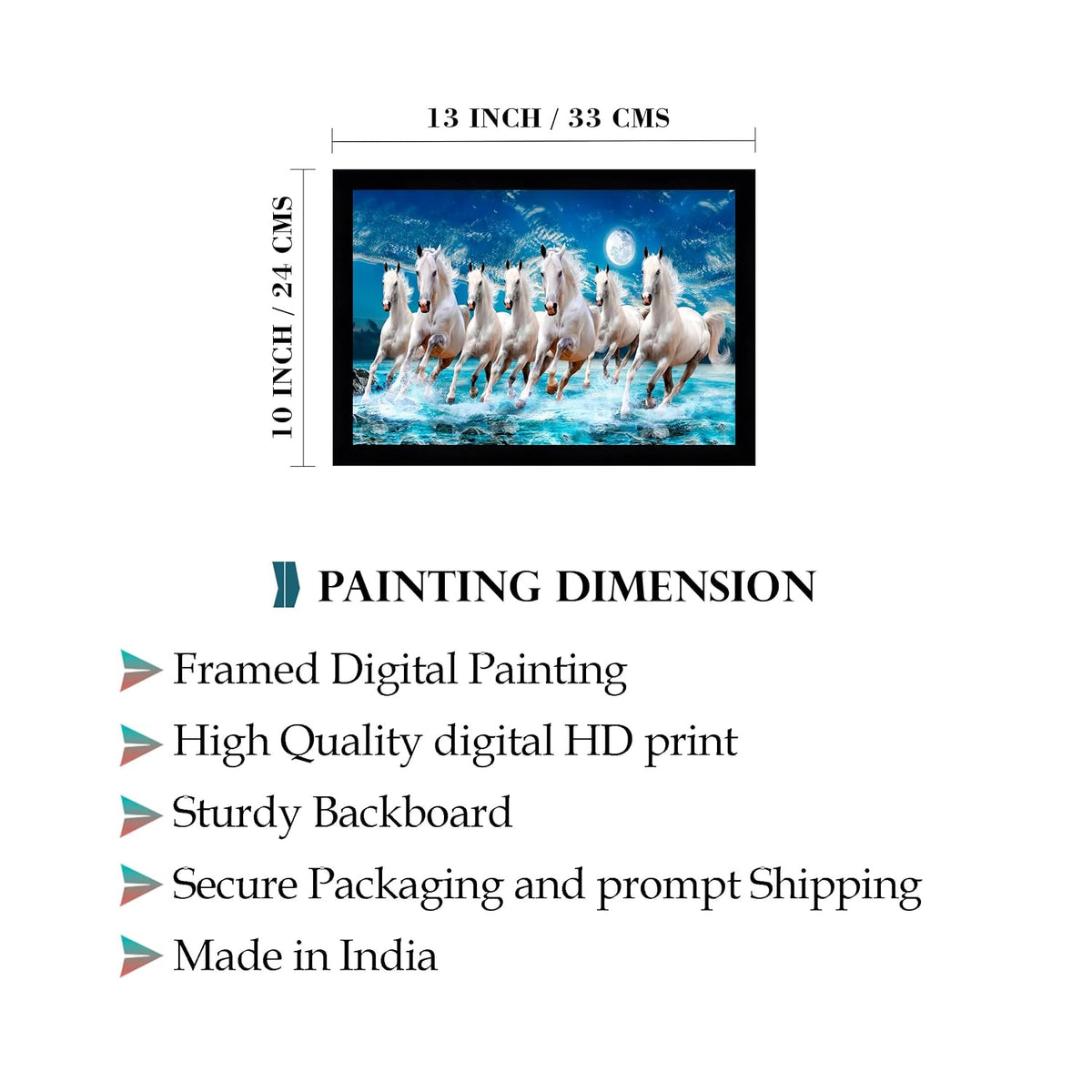 Running Seven Horses Painting With Frame