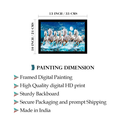 Running Seven Horses Painting With Frame