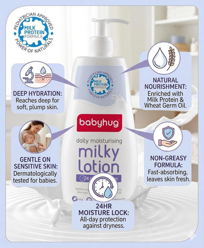BABYHUG Daily Moisturising Milky Lotion - Enriched With Natural Oil, Aloe Vera Extract 400ML(Pack Of 1)