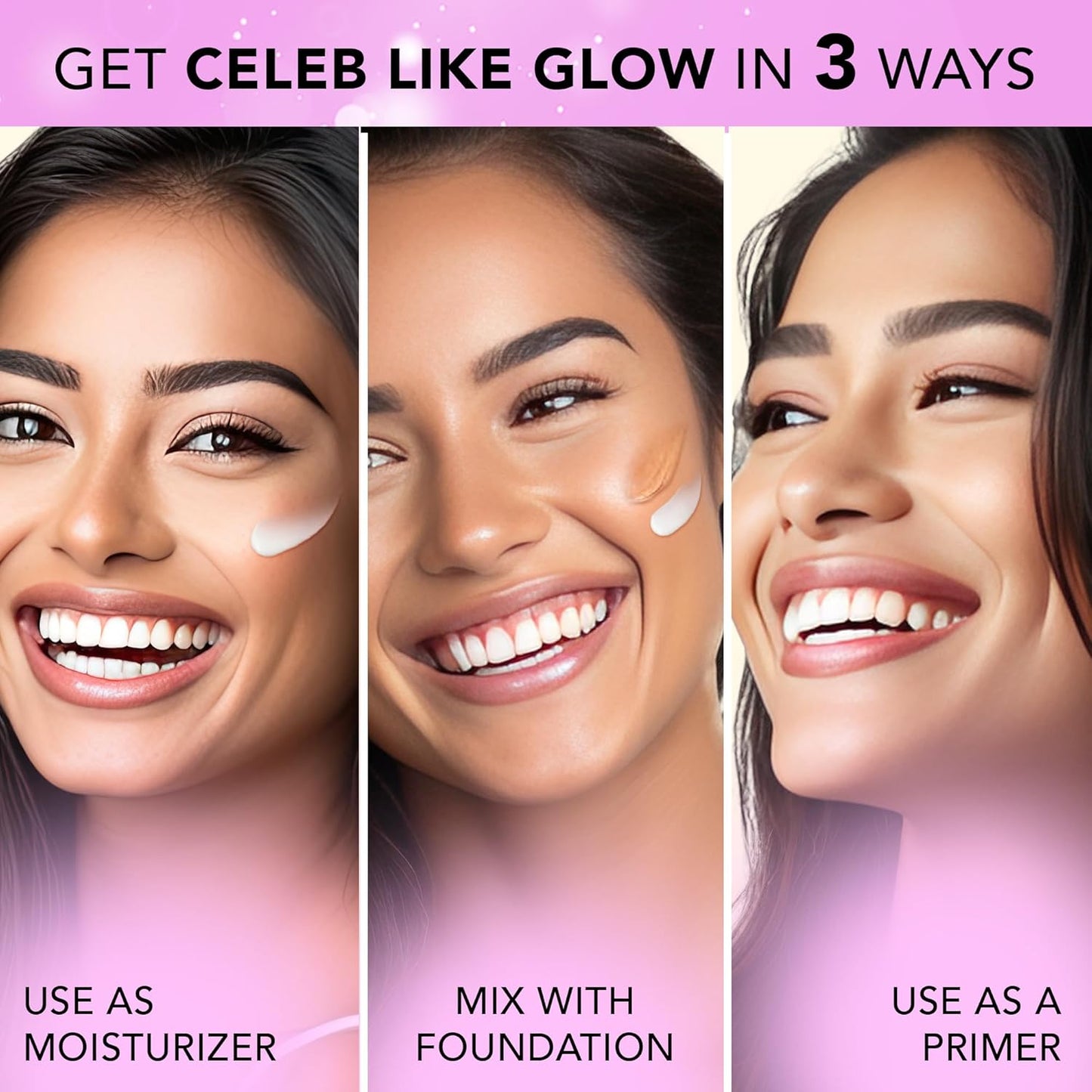 FACES CANADA Strobe Cream Mini- Pink, 18ml | Primer + Highlighter + Moisturizer | Shea Butter & Hyaluronic Acid | Intense Hydration | Flawless Radiant Dewy Skin | Illuminating & Glowing Makeup Base
