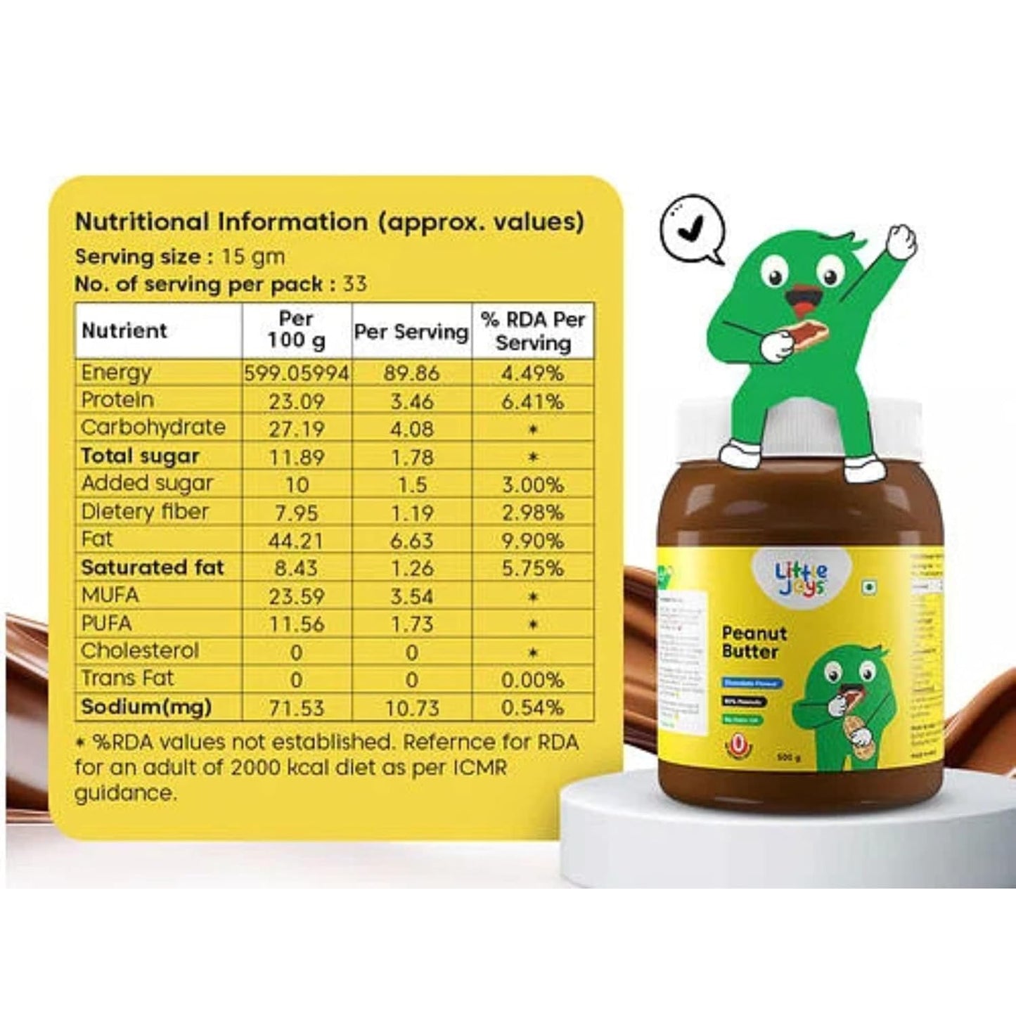 Little Joys Peanut Butter Chocolate Flavour | 23g Protein | No Refined Sugar & No Palm Oil | Sweetened with Jaggery | 500g