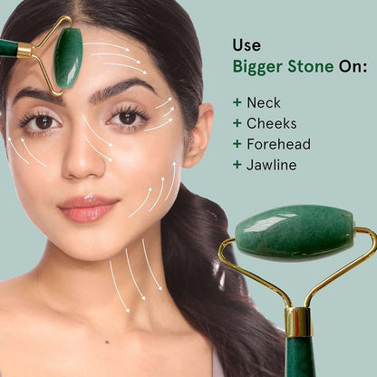 Be Bodywise Jade Roller Massager | 100% Natural Jade Face Roller | Tightens Skin, Reduces Wrinkles & Improves Blood Circulation | Best for Serum Application | Double Sided for Toning & Firming Face