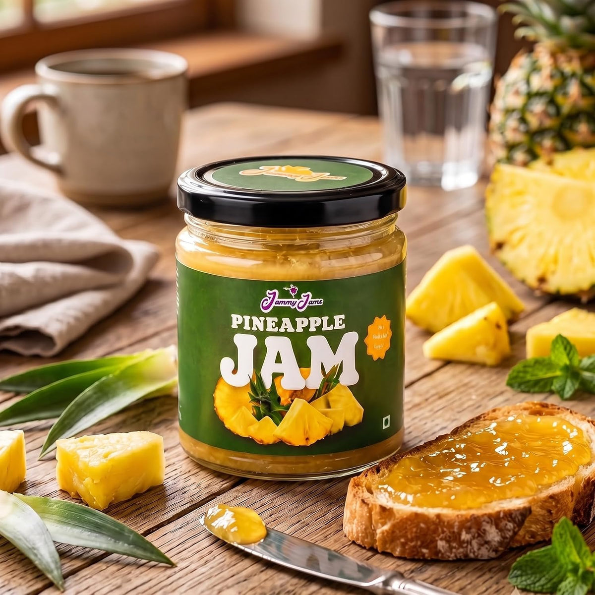 Jammy Jams Pineapple Jam | No Added Sugar | Made With Real Fruit - 200g