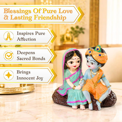 Bal Radha Krishna Idol Car Dashboard | Resin Figurine, 4cm Breadth, 96g Weight