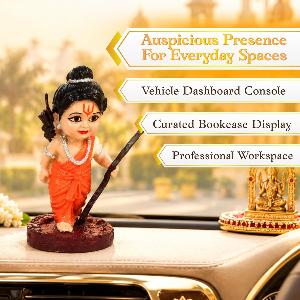 Bal Ram Car Dashboard Idol | Resin Figurine, 4cm Breadth, 96g Weight