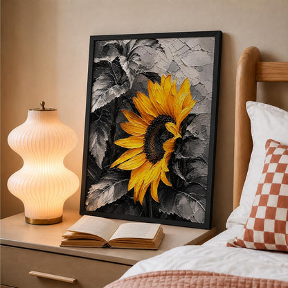Sunflower Monochrome Framed Wall Art, Black, 10x13 Inches