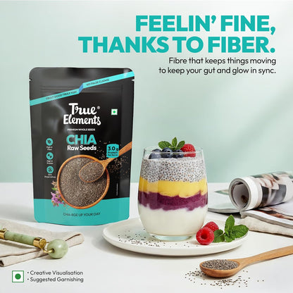 True Elements Raw Chia Seeds 500g - Dirt & Stone Free Premium Chia Seeds | 30 days pack | High Fibre & Plant Protein | Helps with Weight Management | Good for Summer Hydration | Super Seeds for Smoothies, Oats & summer Drinks