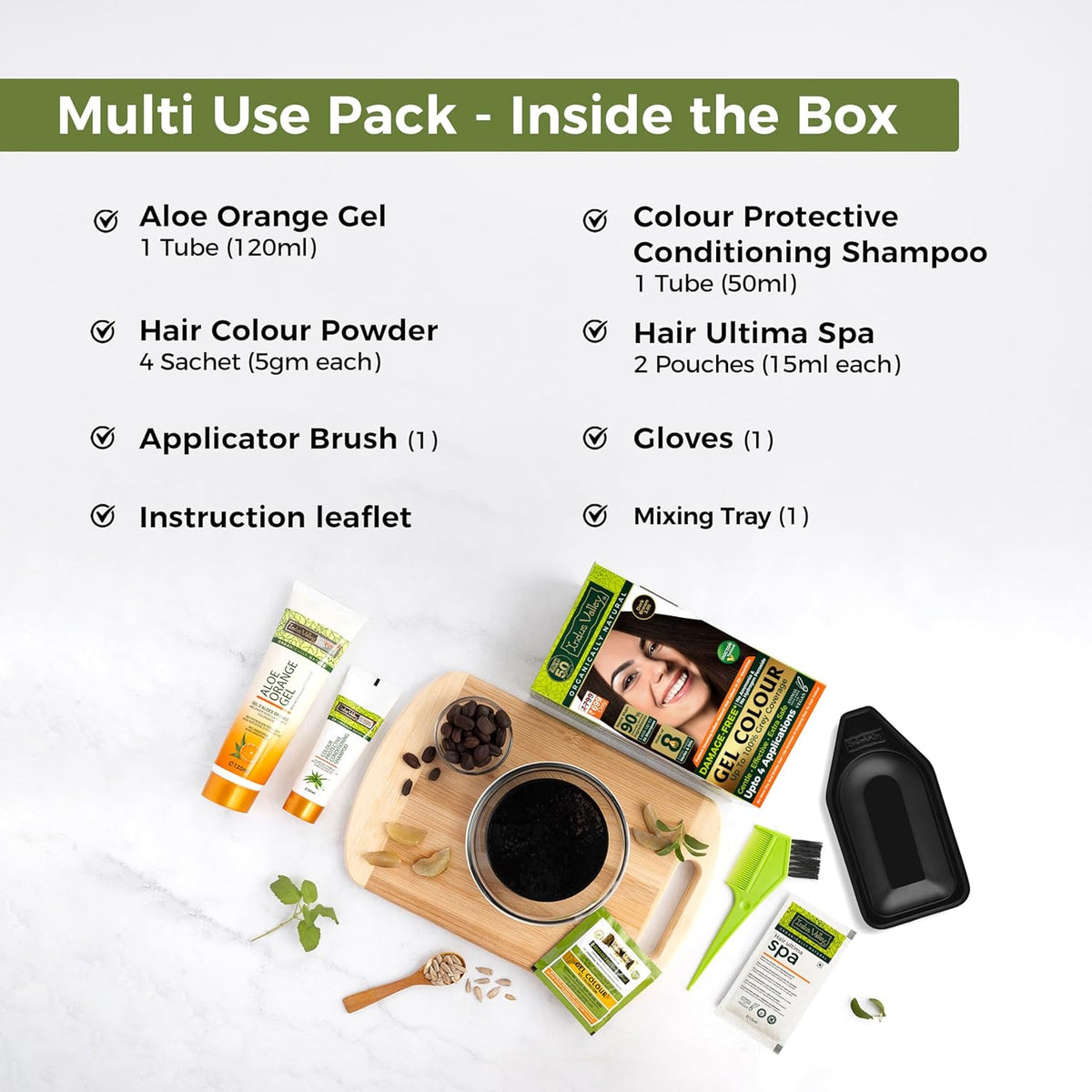 Multi-use pack contents with a white background