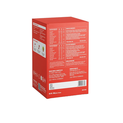 Red box with nutritional information on a white background